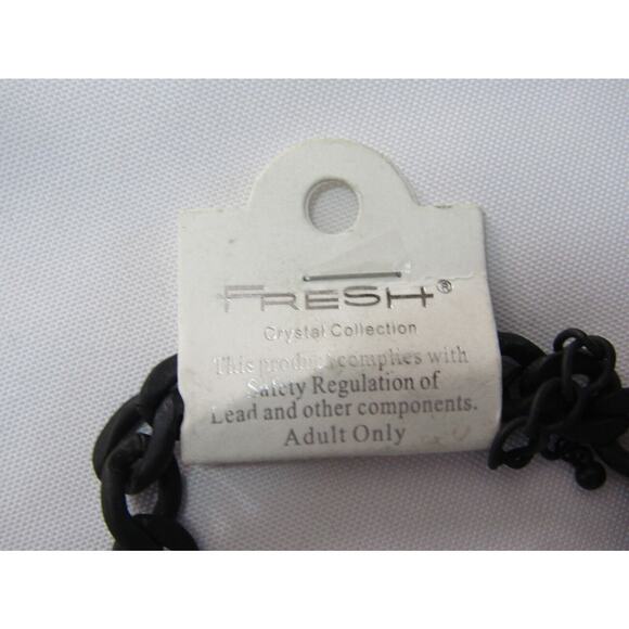 Fresh Black Gun Metal Starfish Rhinestone Pendant Chain Necklace 22" Oval Ocean - Picture 5 of 6